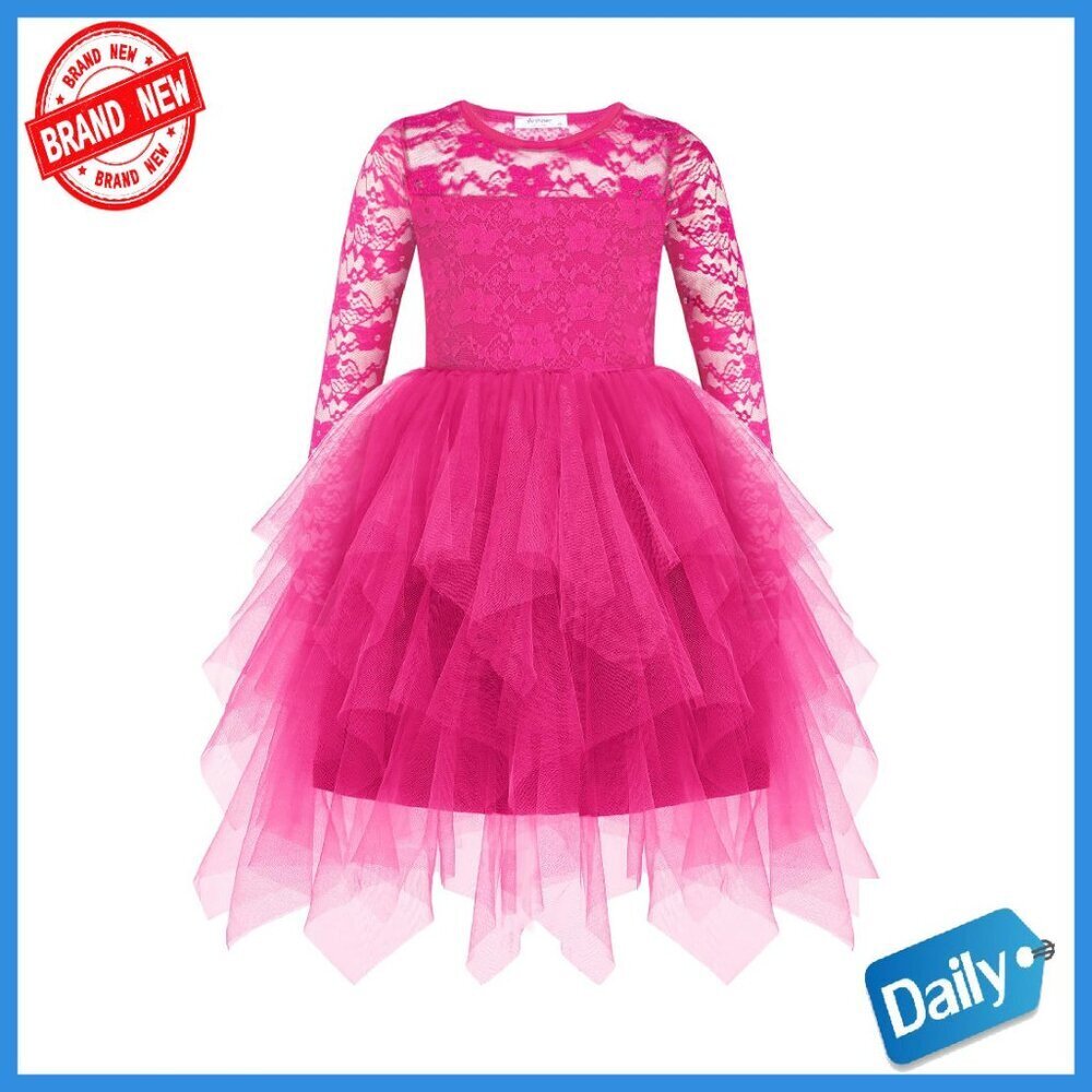 Toddler Flower Girl Dress Long Sleeve Tutu Tulle Party Wedding